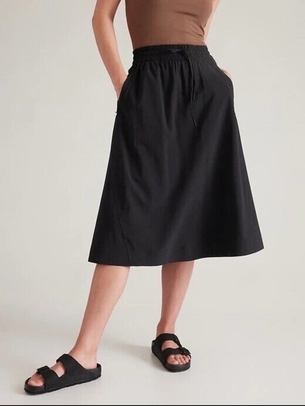 Athleta 16 Arrival Skirt Black #586857 womens below knee elastic waist womens’s - Picture 2 of 9